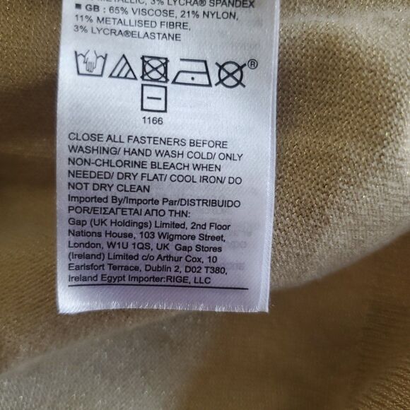 New Banana Republic Cardigan Sweater Gold Metallic Size L Button Front - Picture 11 of 12